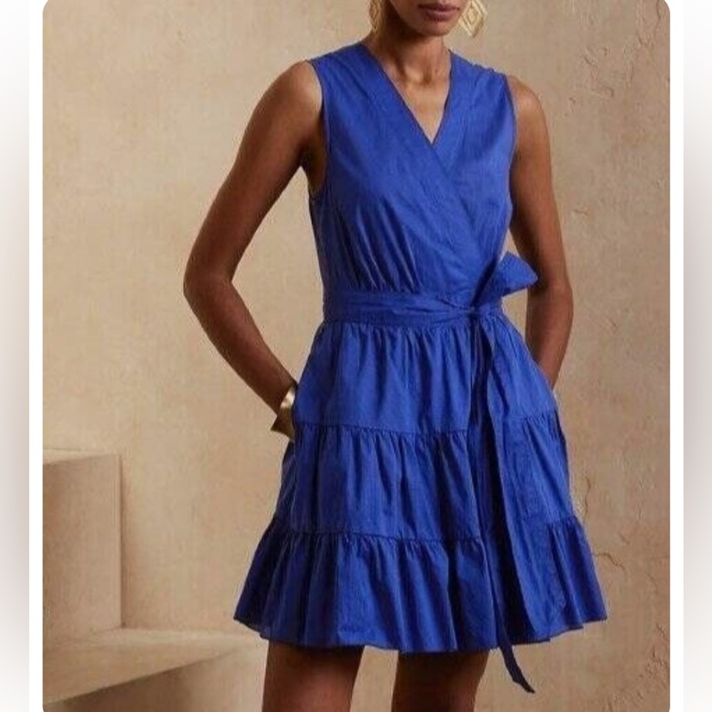 Banana Republic Stampa Ruffle Wrap Mini Resort Dress